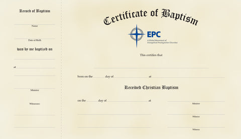 Baptism Certificates - Adult