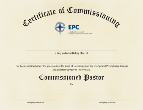 Certificate of Commissioning for Commissioned Pastors
