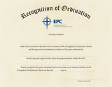 Certificate for Recognition of Ministerial Ordination, Male